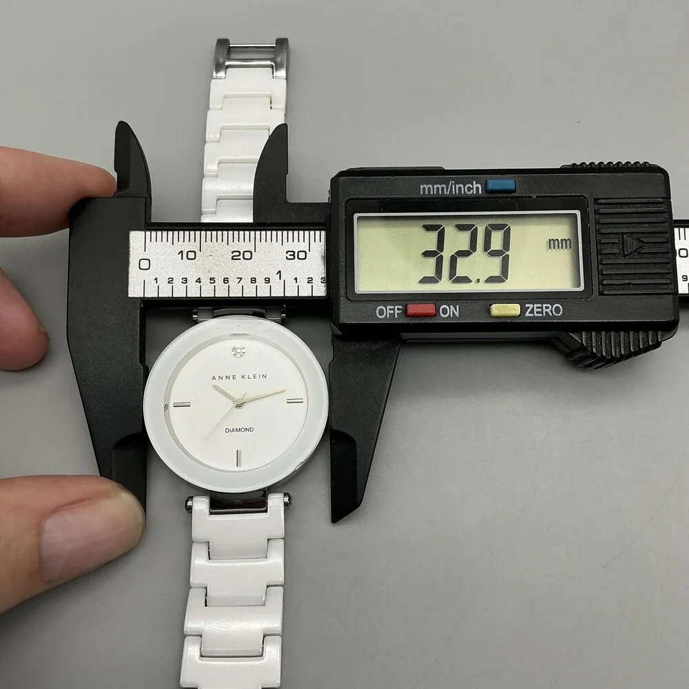 Anne Klein AK/1019 Womens Watch 33mm White Ceramic Bracelet New Battery 7.25
